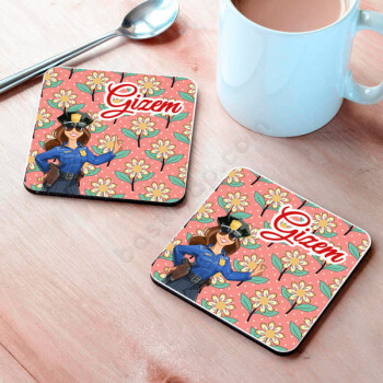 Çiçek Tasarımlı Bardak Altlığı online tasarla