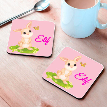Tavşan Baskılı Bardak Altlığı online tasarla