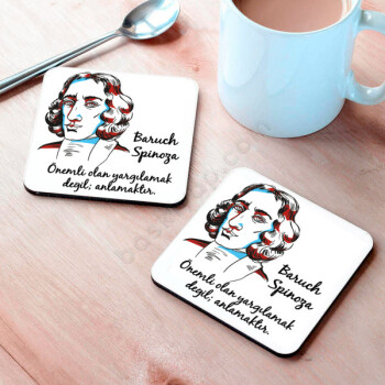 Baruch Spinoza Tasarımlı Ahşap Bardak Altlığı online tasarla
