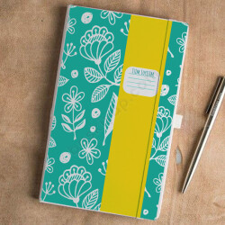 Beyaz Çiçek Tasarımlı Beyaz Ajanda online tasarla