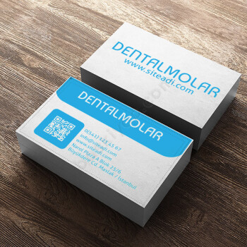 Beyaz Mavi Renkli Diş Hekimi Kartviziti online tasarla