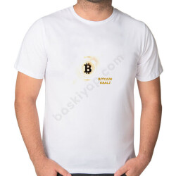 Bitcoin Tasarımlı Beyaz Erkek Tişört online tasarla