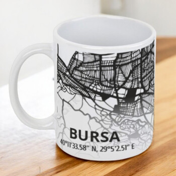 Bursa Şehir Haritası Baskılı Kupa online tasarla
