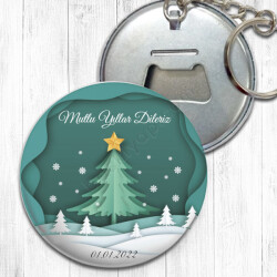 Çam Ağacı Tasarımlı Metal Açacak Anahtarlık online tasarla