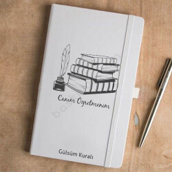 Canım Öğretmenim Tasarımlı Beyaz Defter Ajanda online tasarla