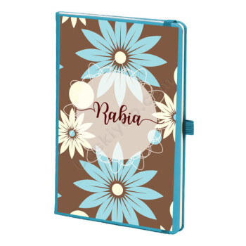 Çiçek Desenli Turkuaz Ajanda online tasarla