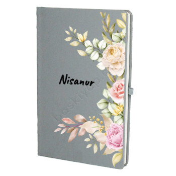 Çiçek Tasarımlı Gri Ajanda Kişiye Özel online tasarla