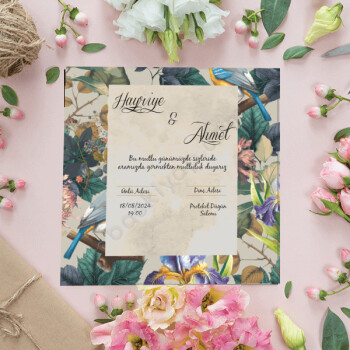 Çicekli Davetiye online tasarla