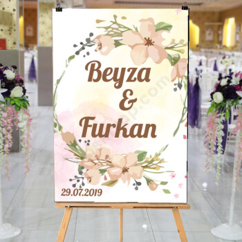 Çiçekli Nişan Afişi online tasarla