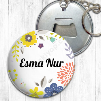 Çiçkeli Tasarım Açacak Anahtarlık online tasarla