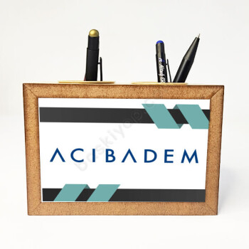 Çizgi Firma Logolu Masaüstü Kalemlik online tasarla