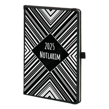 Çizgi Tasarımlı Siyah Ajanda online tasarla