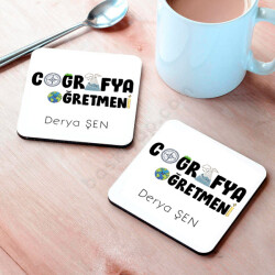 Coğrafya Öğretmenlerine Özel Bardak Altlığı online tasarla