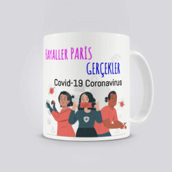 Covid 19 Tasarım Kupa Bardak online tasarla