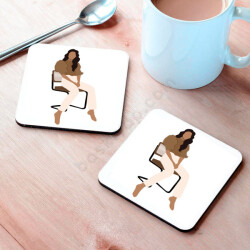 Dalgalı Saçlı Kız Tasarım Bardak Altlığı online tasarla