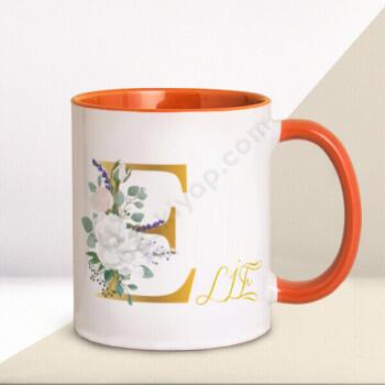 E Harfli Baskılı Kupa online tasarla