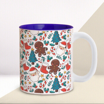 Eğlenceli Yılbaşı Temalı İçi Lacivert Kupa online tasarla