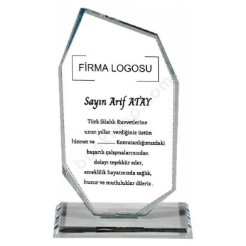 Emekliler İçin Ekonomik Kristal Cam Plaket | 5203 online tasarla