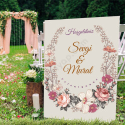 Evleniyoruz Temalı Ayaklı Pano online tasarla