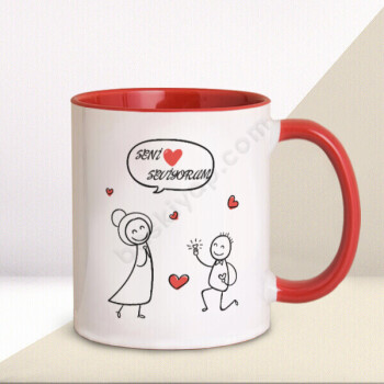 Evlenme Teklifi Kırmızı Kupa Bardak online tasarla