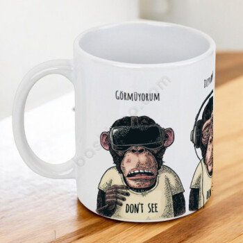 Fast Food Ve Maymunlar Baskılı Kupa Bardak online tasarla