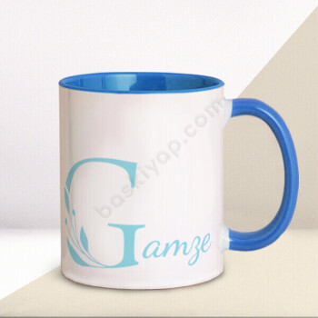 G Harfi Tasarımı Mavi Kupa online tasarla