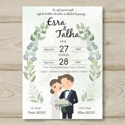 Gelin Damat Temalı Davetiye Modeli online tasarla