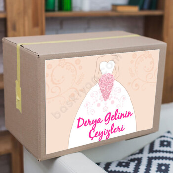 Gelinlik Tasarımlı Çeyiz Etiketi online tasarla