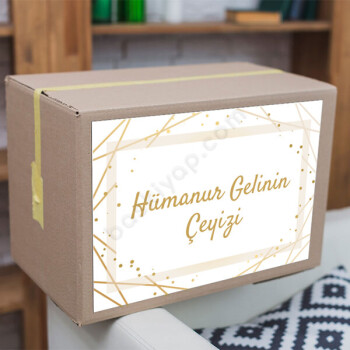 Geometrik Sarı Çizgili Etiket online tasarla