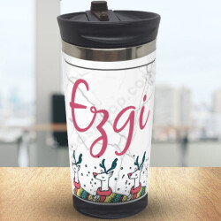 Geyikli Yılbaşı Tasarım Termos 300Ml online tasarla