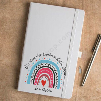 Gökkuşağı Öğretmen Tasarımlı Beyaz Ajanda online tasarla