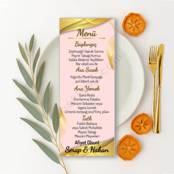 Gold Kişiye Özel Dikdörtgen Menü Kartı online tasarla
