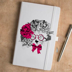 Gözlüklü Kedi Tasarım Tarihsiz Beyaz Ajanda online tasarla