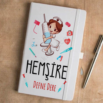 Hemşirelere Özel Baskılı Beyaz Ajanda online tasarla