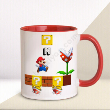 İsim Baş Harfli Super Mario Tasarım Baskılı Kupa Bardak online tasarla
