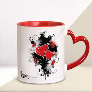 İsimli Kalpli Kupa Bardak online tasarla