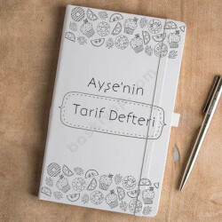İsme Özel Tarif Defteri Tarihsiz Beyaz Ajanda online tasarla