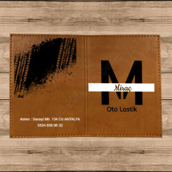 İsme Özel Termo Deri Kahverengi Ruhsat Kabı online tasarla