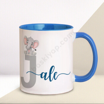 J Harfi Filli Mavi Kupa Bardak online tasarla