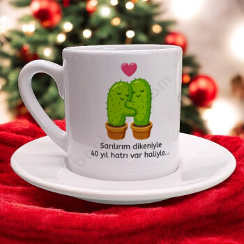 Kaktüs Temalı Türk Kahvesi Fincanı online tasarla
