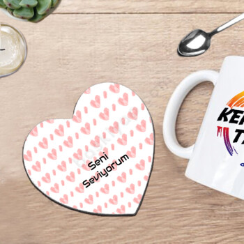 Kalp Desenli Bardak Altlığı online tasarla