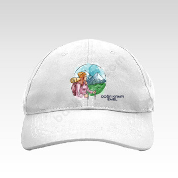 Kamp Tasarımlı Beyaz Bez Şapka online tasarla