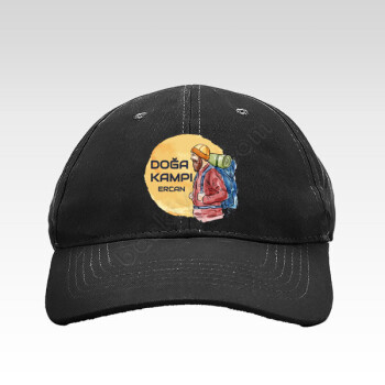 Kamp Tasarımlı Siyah Bez Şapka online tasarla