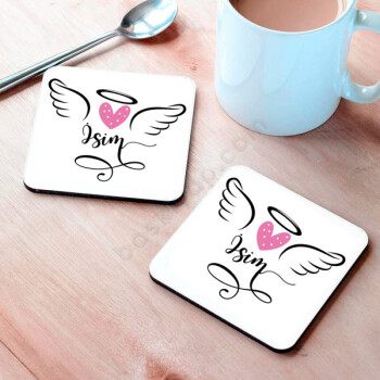 Kanat Tasarımlı İsimli Bardak Altlığı online tasarla