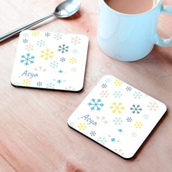 Kar Tanesi Tasarım Bardak Altlığı online tasarla