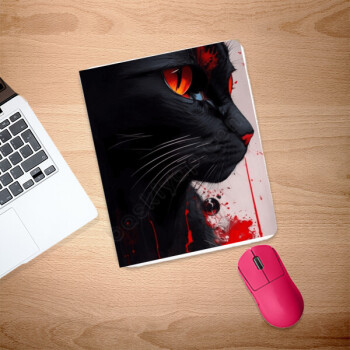 Kara Kedi Kişiye Özel Bilek Destekli Dikdörtgen Mouse Pad online tasarla