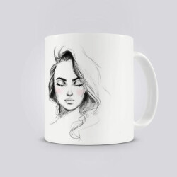 Karakalem Çizimi Baskılı Kupa Bardak online tasarla