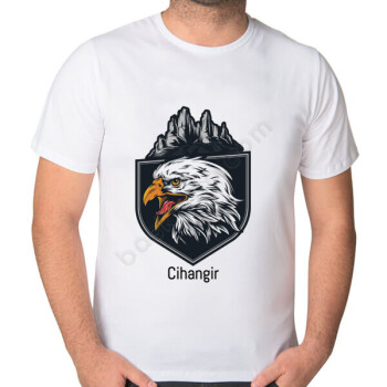 Kartal Tasarımlı Baskılı Beyaz Tişört online tasarla