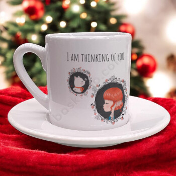 Kedi Ve Kız Tasarım Baskılı Fincan online tasarla