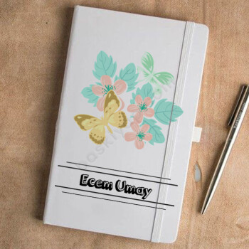 Kelebek Ve Çiçek Tasarımlı 2 Beyaz Ajanda online tasarla